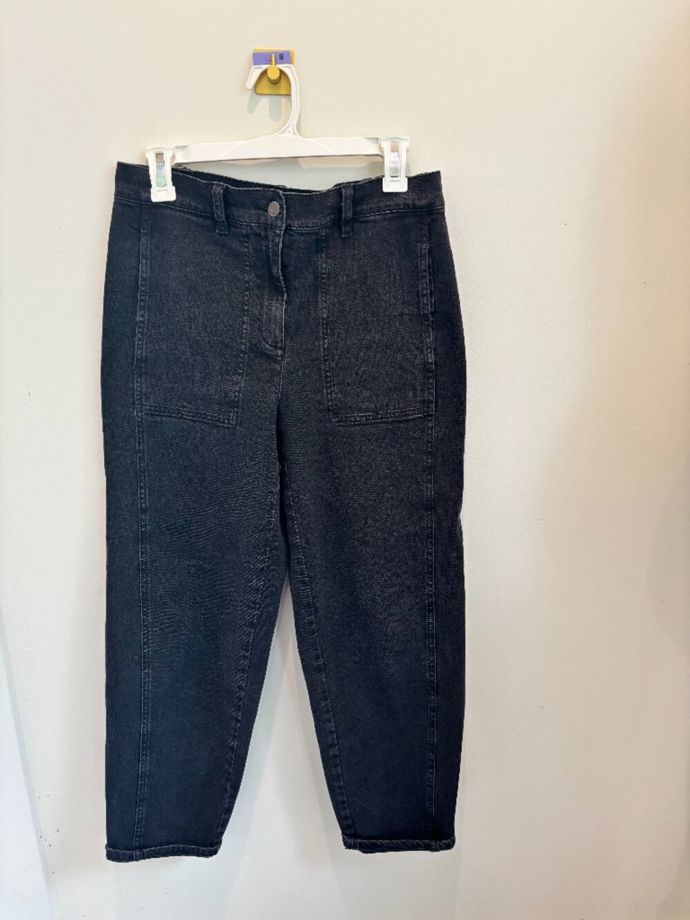 Eileen Fisher Ankle Lantern Organic Cotton Barrel Jeans High Rise Black Wash